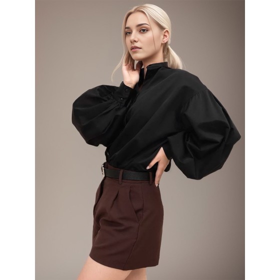 Lantern sleeve lapel cardigan shirt
