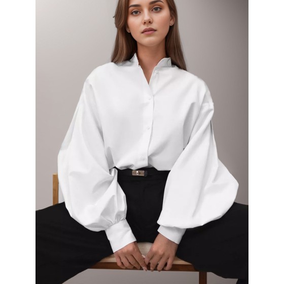Lantern sleeve lapel cardigan shirt