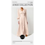 Puffed sleeve long button-down dress